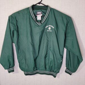Vintage Bike Pullover Windbreaker Jacket Mens L Green George Washington Softball